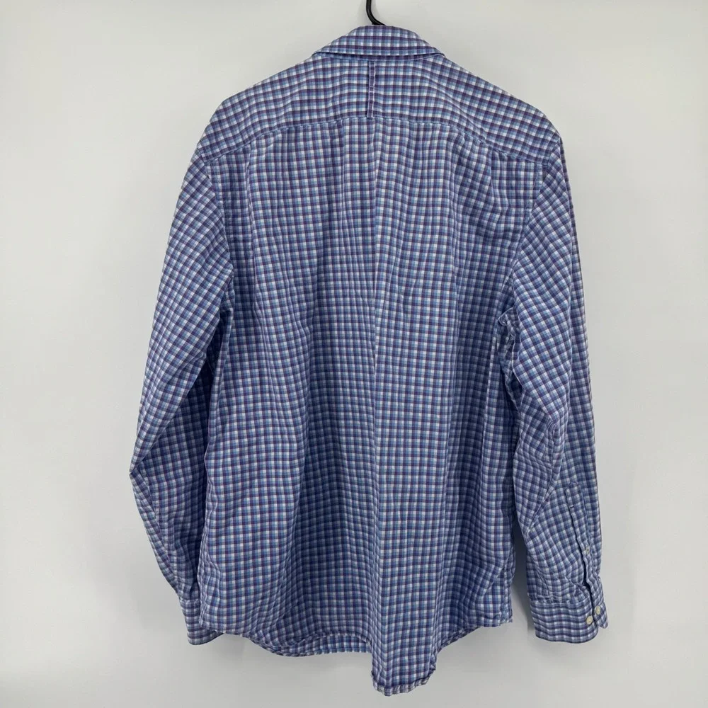 Banana Republic Mens XL Soft Wash Shirt Purple Blue Gingham Check‎ Plaid